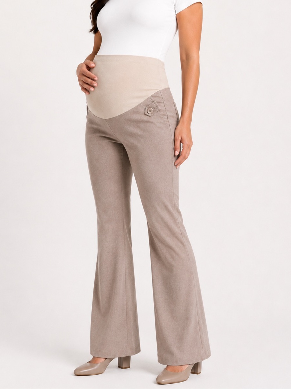 Motherhood Maternity Taupe Beige Bootcut Dress Pants Size M Secret Fit Belly